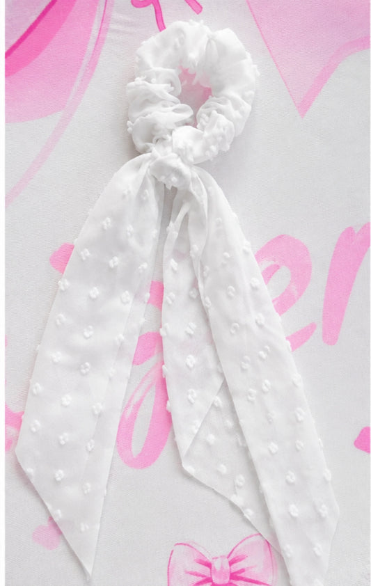 White Blossom Tie Scrunchie 🤍🌸