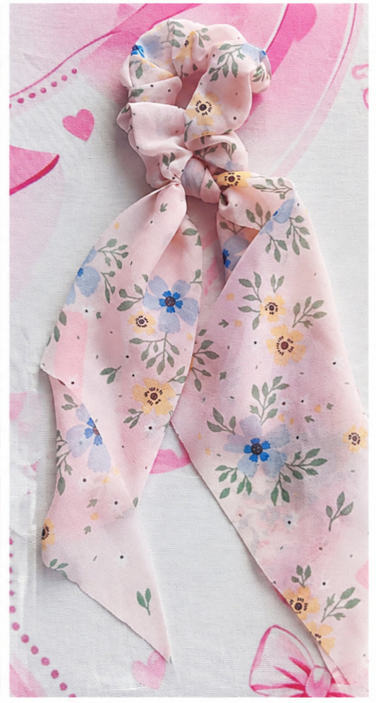 Pastel Garden Tie Scrunchie 🌷🎀
